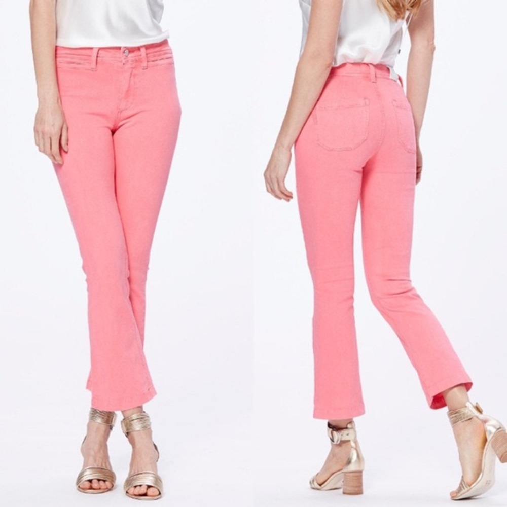 $110 Paige Colette Crop Pink Valentine Flare jeans